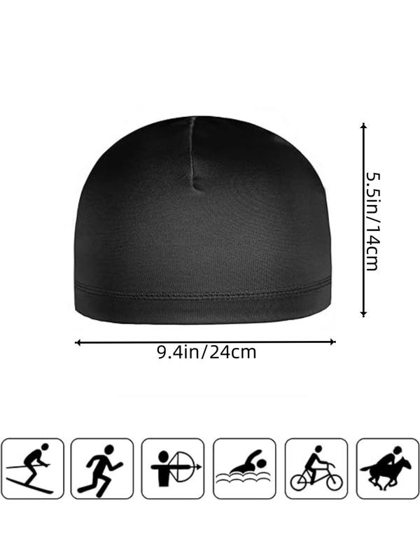 Solid Color Skull Cap, 6 Counts set Sweat Absorbing Helmet Liner Cap, Running Hat, Cycling Cap for Men & Women