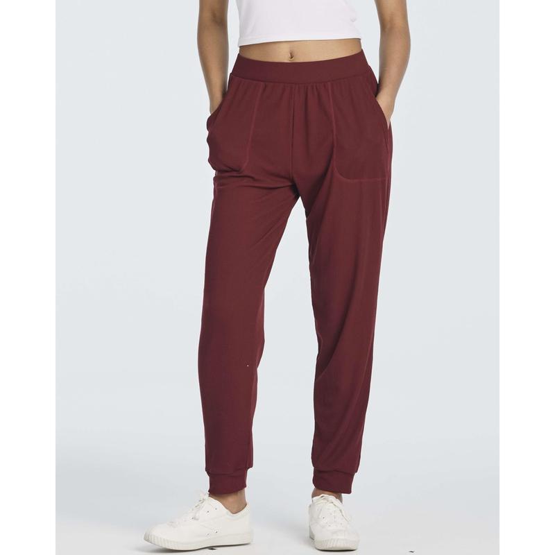 Real Essentials 3 Pack: Women's Ribbed Lounge Jogger Cuffed Yoga SweatpantsPockets (Available in Plus)