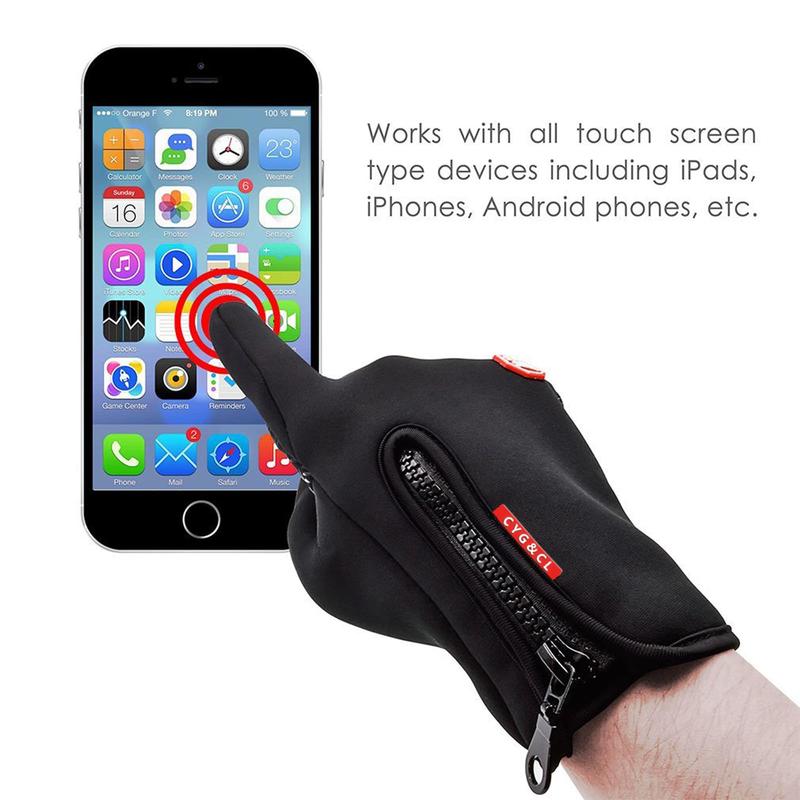 Men Women Touch Screen Gloves Winter Warm Windproof Cycling Driving Telefingers Thermal Gloves Non-Slip Silicone Gel Adjustable Gloves