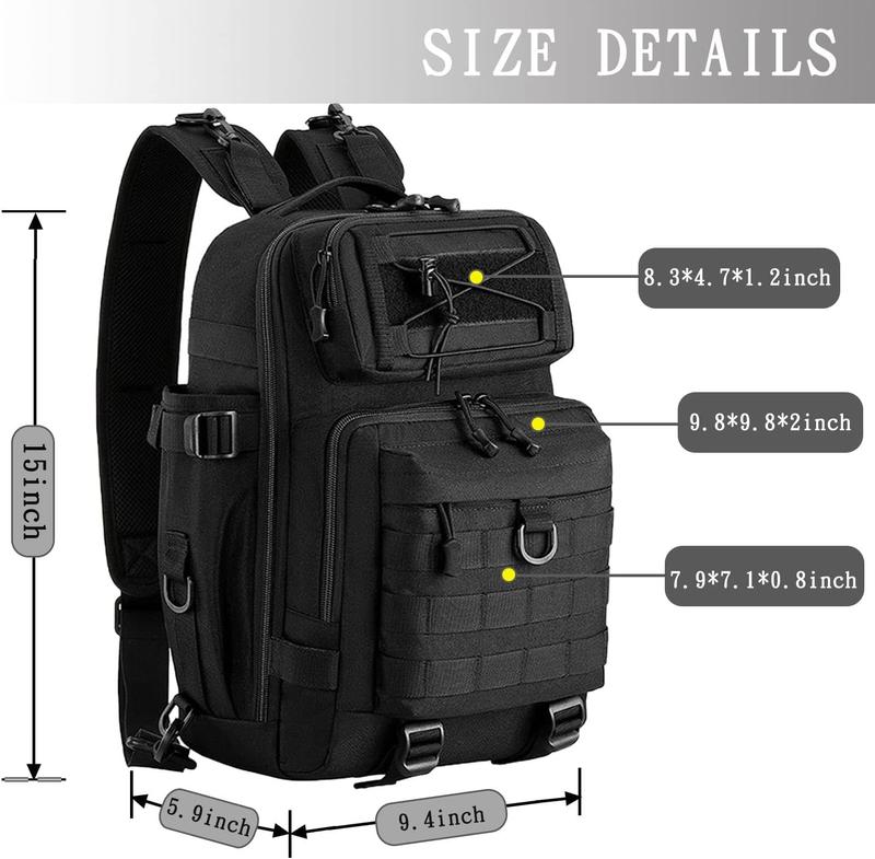 Fishing Backpack Tackle Bag Sling Bag, Water-Resistant Fishing Backpack with Rod Holder, Large Fly Fishing Bag for Fishing, Camping, Hiking, Fishing Gifts for Men