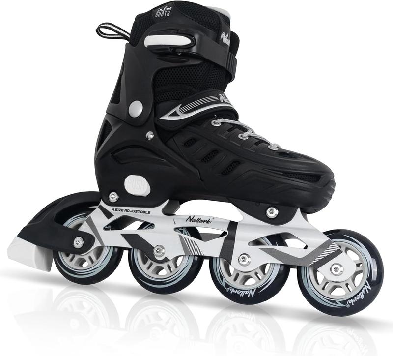 Nattork Adjustable Inline Skates For Kids & Adults - Black - Model 786