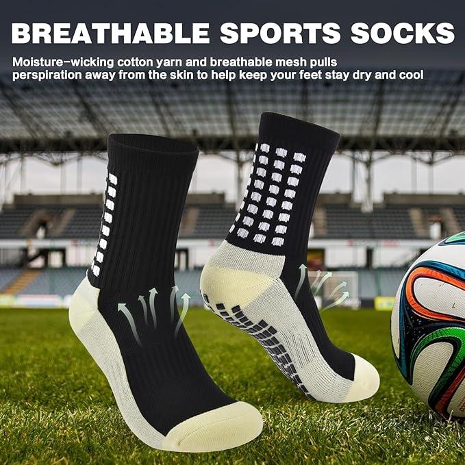 Grip Soccer Socks Anti Slip Non Slip Men's Athletic Socks for Football Basketball Sports