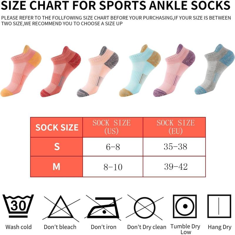 Running Ankle Socks for Women Athletic Cotton Cushioned 5-6 Pairs Workout No Show Socks Women