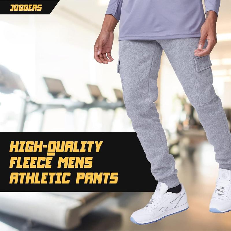 Performance 3 Pack Mens Sweatpants, Fleece Cargo Joggers for Men with Pockets