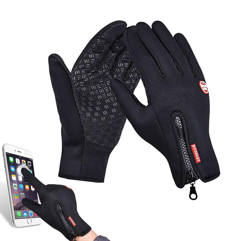 Men Women Touch Screen Gloves Winter Warm Windproof Cycling Driving Telefingers Thermal Gloves Non-Slip Silicone Gel Adjustable Gloves