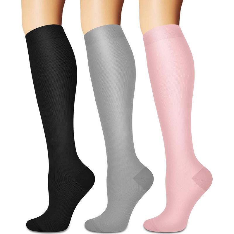 Compression Socks for Women and Men Circulation (3 Pairs) - Best for Nursing,Running,Travel Knee High Socks