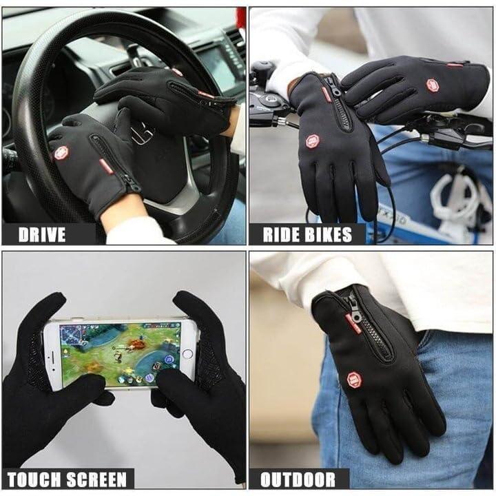 Men Women Touch Screen Gloves Winter Warm Windproof Cycling Driving Telefingers Thermal Gloves Non-Slip Silicone Gel Adjustable Gloves