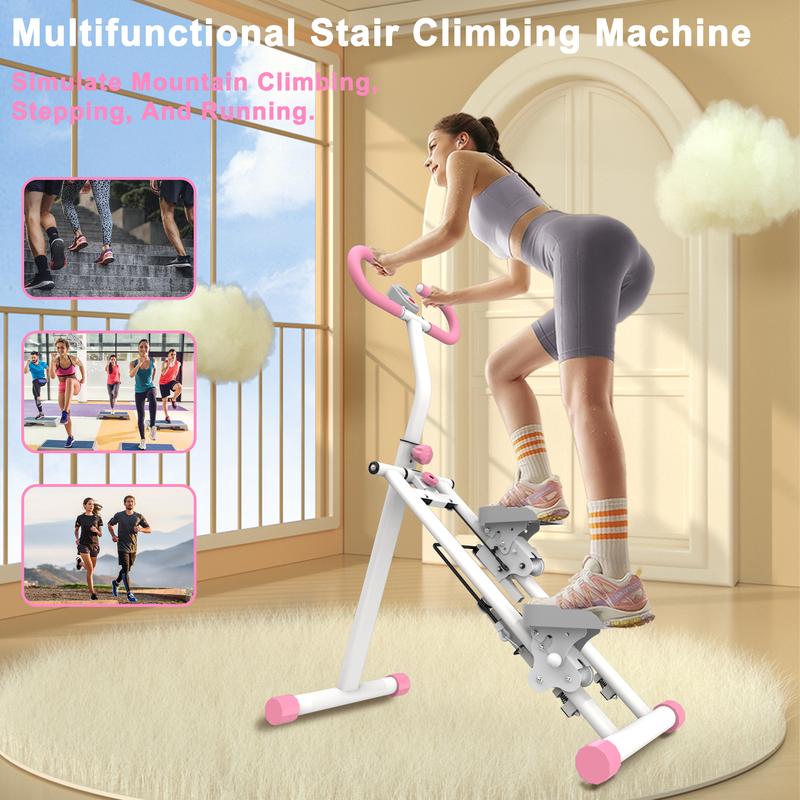 Stair stepper for home gym exercise, new version of vertical climbing machine for full body exercise, compact folding, expandable step distance, adjustable handle and pedals