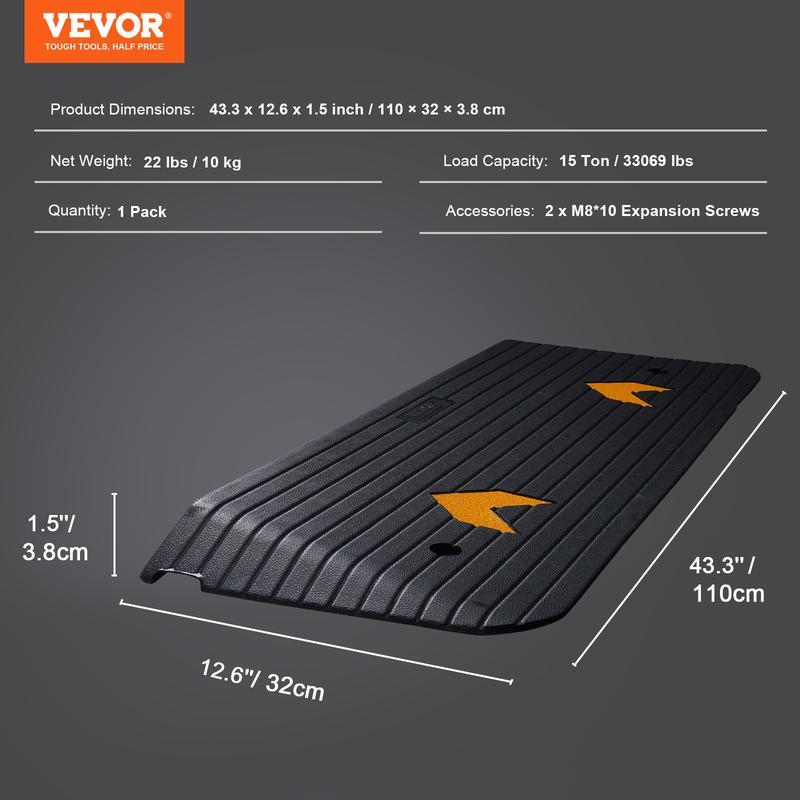 VEVOR Upgraded Rubber Threshold Ramp, 1.5