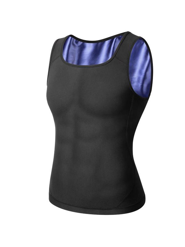 Men's Solid Color Shapewear Tank Top, Compression Tummy Control Shaper, Men's Shapewear Top for Daily Wear