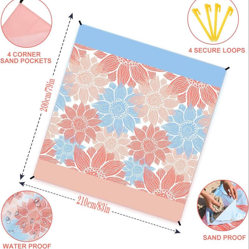 Portable Waterproof Floral Pattern Picnic Mat, Lightweight Sandproof Picnic Blanket, Outdoor Camping Hiking Picnic Supplies