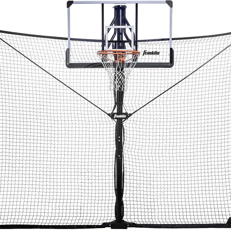 Folding Basketball Backstop Net All-Weather, Black Easy-to-Fold Steel Defender Net 10ft. x 8ft