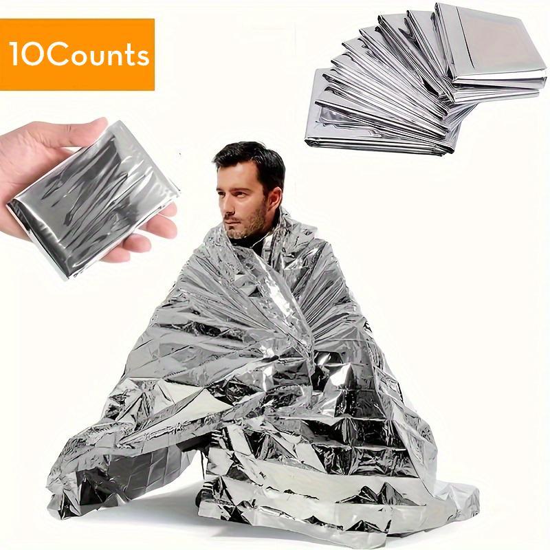 Emergency Blanket, 10pcs set Emergency Silver Foil Blanket, Outdoor Camping Hiking Survival Blanket, First Aid Blanket