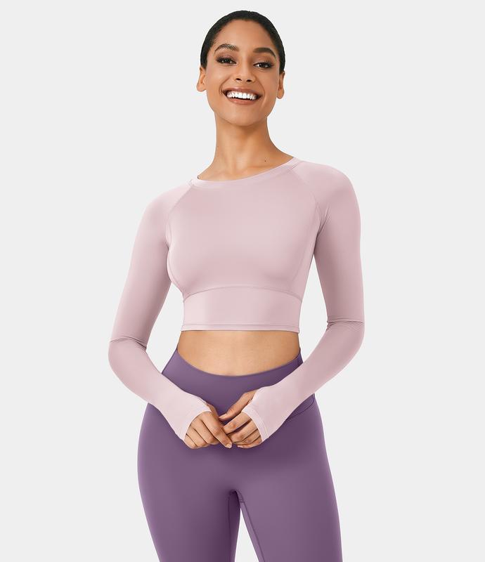 Halara Solid Thumb Hole Cropped Yoga Sports Top