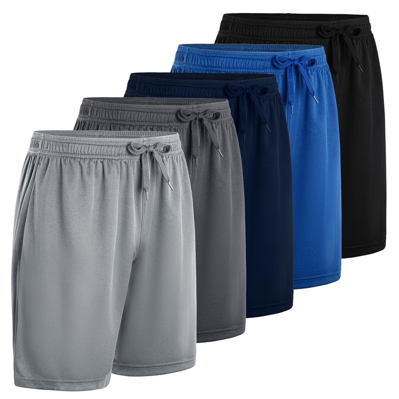 Hanton (5 Pack) Men's Hiking Shorts Quick Dry Sports Shorts with Pockets for Gym, Sports, Basketball, Running Men's Sport Solid Color Tropical Style