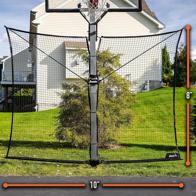 Folding Basketball Backstop Net All-Weather, Black Easy-to-Fold Steel Defender Net 10ft. x 8ft