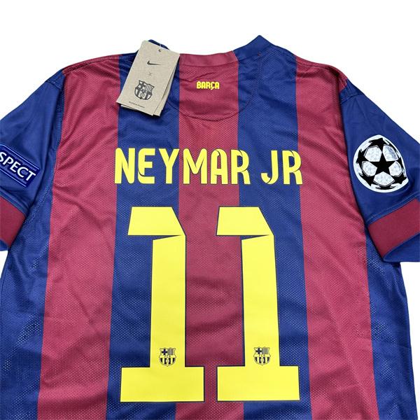 NIKE 1415 Season FCB Home Champions League Final Short Sleeve Top Neymar Jr. No.11 Retro Soccer Jerseys Quick Drying