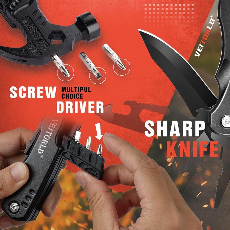 VEITORLD Christmas Stocking Stuffers for Men, Gifts for Men Dad Him, Anniversary Birthday Gifts Idea for Men Him Husband Boyfriend, All in One Tools Hammer Multitool, Camping Hunting Hiking Presents