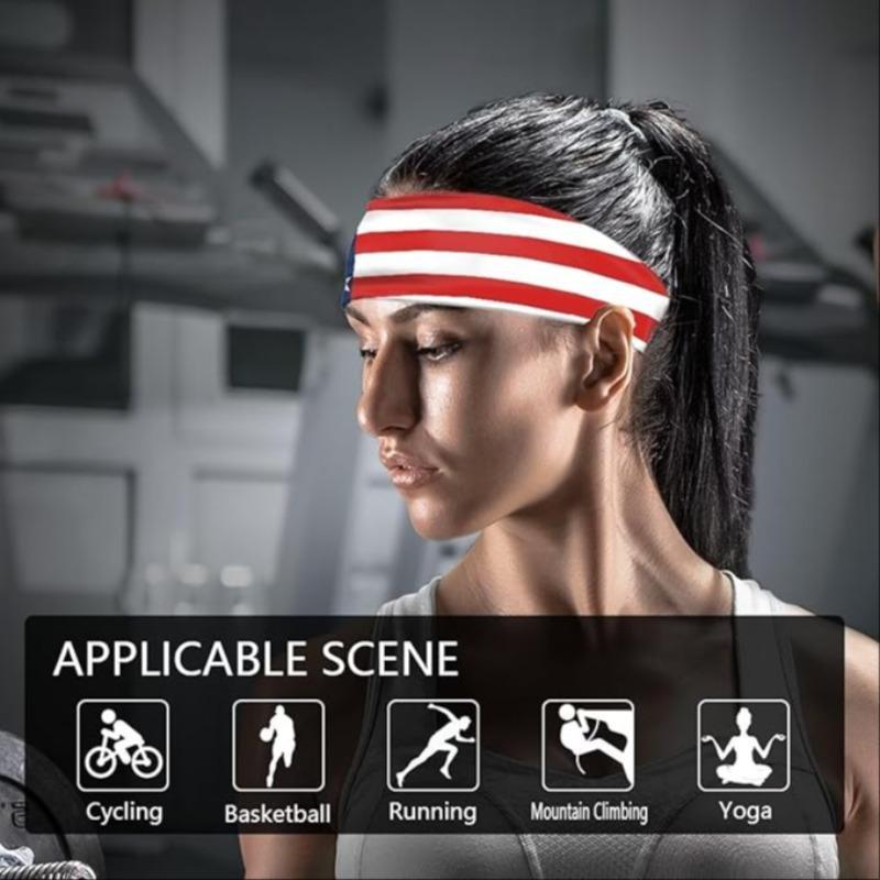 Unisex's American Flag Print Sports Headband, Sweatband for Men & Women, Breathable Non-slip Headband for Outdoor Sports