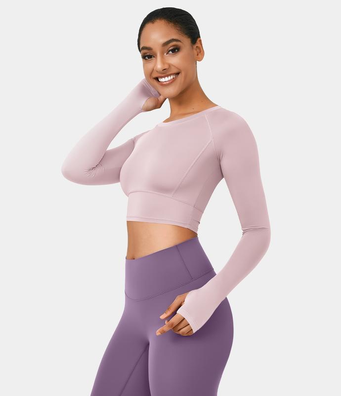 Halara Solid Thumb Hole Cropped Yoga Sports Top