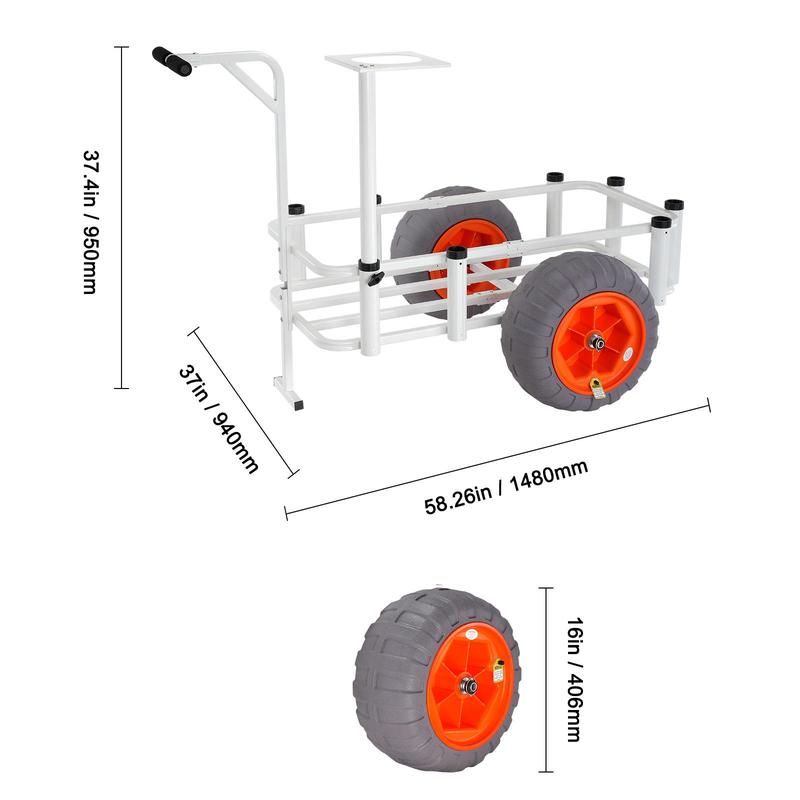 VEVOR Beach Fishing Cart, 350 lbs Load Capacity, Fish and Marine Cart with Two 16