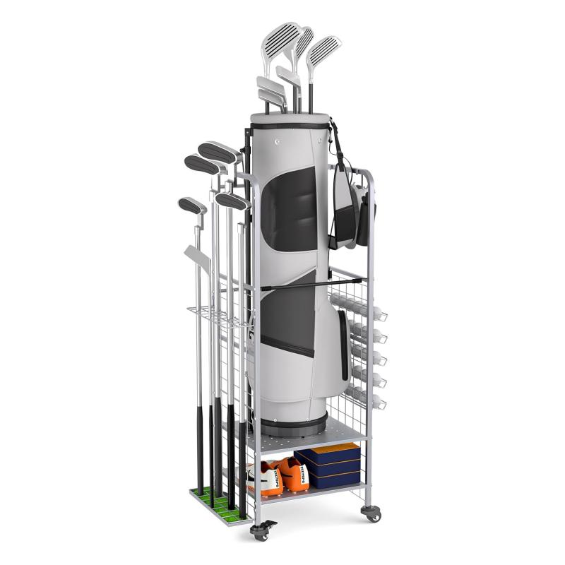 Golf Bag Storage Garage Organizer,Golf Bag Organizer, Golf Club Rack and Golf Equipment Accessories Rack, Golf Bag Stand for Garage, Club, Shed, Basement