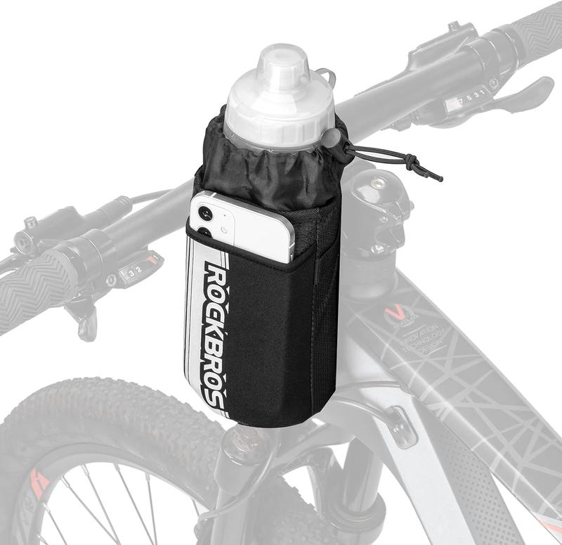 ROCKBROS Bike Water Bottle Holder Bag Bike Bag Handlebar Stem Bag Bicycle Cup Drink Holder Insulated Stem Bag Food Snack Bike Accessories Storage Pouch Bag for Mountain Road Bike