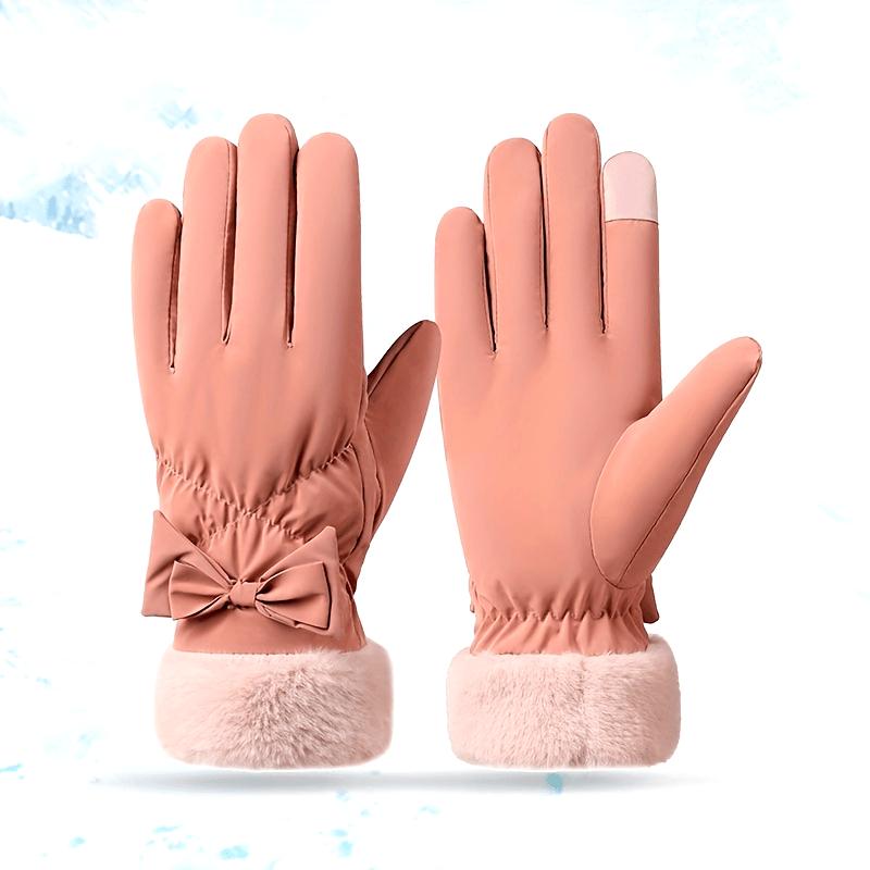 1 Pair Winter Thermal Gloves, Touch Screen Water Resistant Windproof Anti Slip Glove, Warm Plush Lined Gloves With Full Finger Design, Hiking Driving Running Bike Cycling