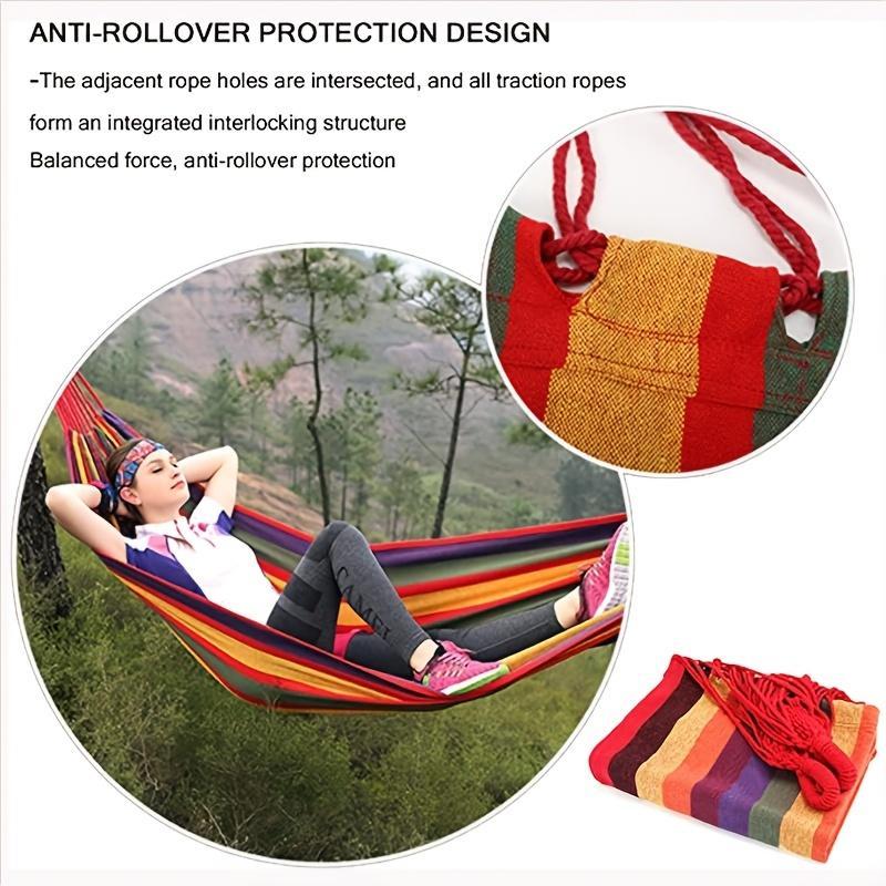 Outdoor Garden Camping Hammock with Straps, Durable Hanging Bed, Can Hold 450lbs, Portable Hammock with Travel Bag, Perfect for Outdoor Indoor Patio Backyard Camping, Camping Accessories