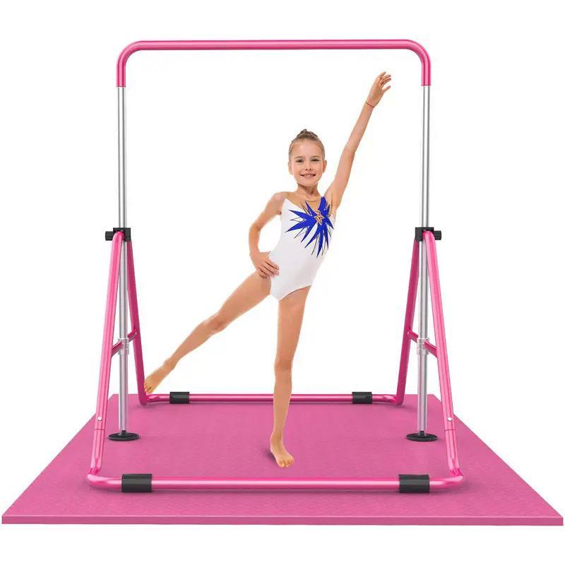 Gymnastic Bars for Kids with Adjustable Height, Folding Gymnastic Training Kip Bar, Junior Expandable Horizontal Monkey Bar