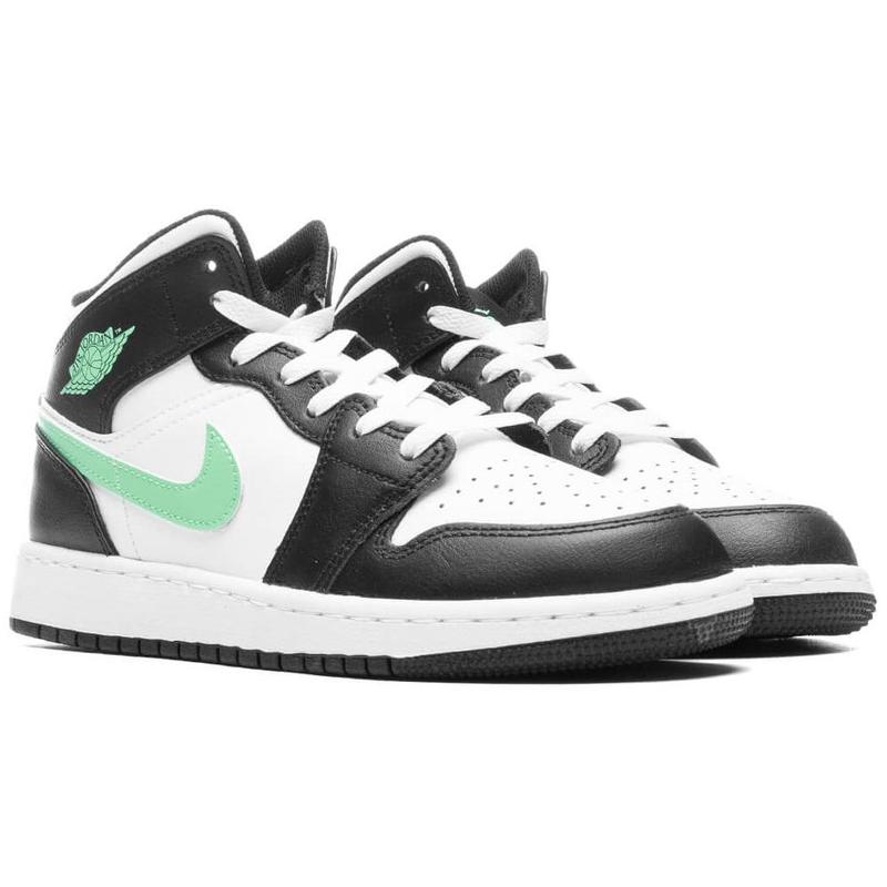 Jordan 1 Mid White Green Glow-Black (DQ8423 103)