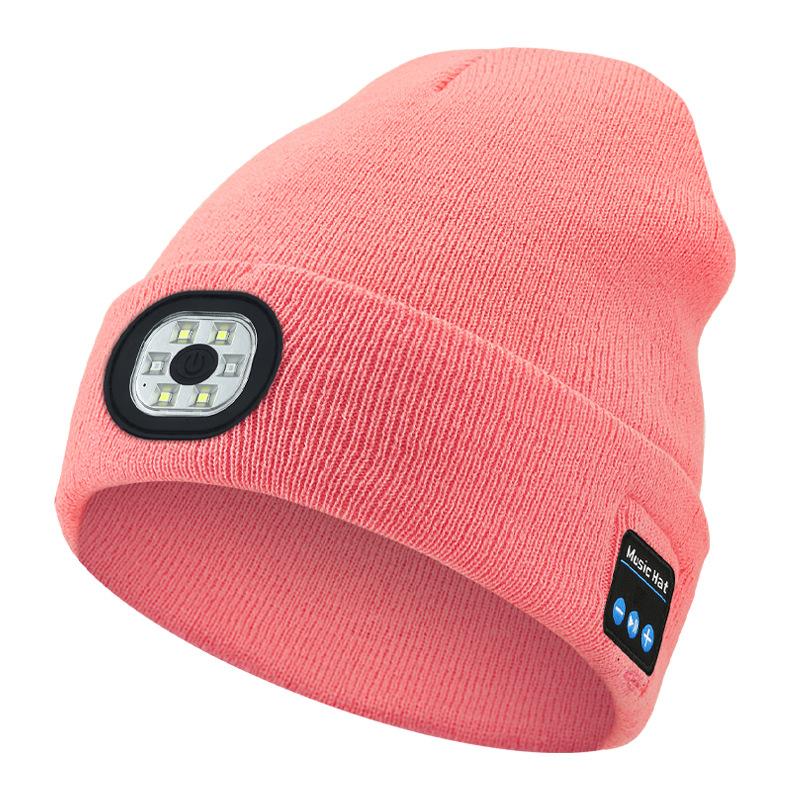 Bluetooth Beanie Hat with Light, Headlamp Cap with Headphones and Built-in Speaker Mic, Gifts for Men Women