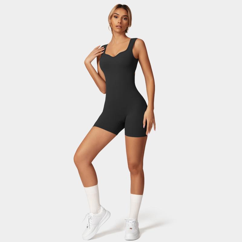 OEAK Sweetheart Collar Sleeveless Jumpsuit Women Overalls Workout Sexy V Waist Scrunch Control Bodycon Scrunch Butt Yoga Romper