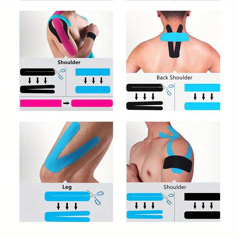 4 Roll Kinesiology Tape, Athletic Recovery Self Adherent Wrap Taping, Medical Muscle Relief Knee Pads Protector