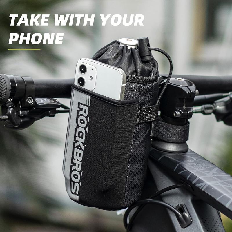 ROCKBROS Bike Water Bottle Holder Bag Bike Bag Handlebar Stem Bag Bicycle Cup Drink Holder Insulated Stem Bag Food Snack Bike Accessories Storage Pouch Bag for Mountain Road Bike