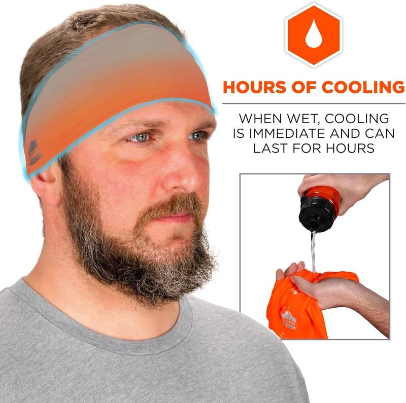 Chill Its 6634 Cooling Headband, Sports Headbands for Men and Women, Moisture Wicking, Orange