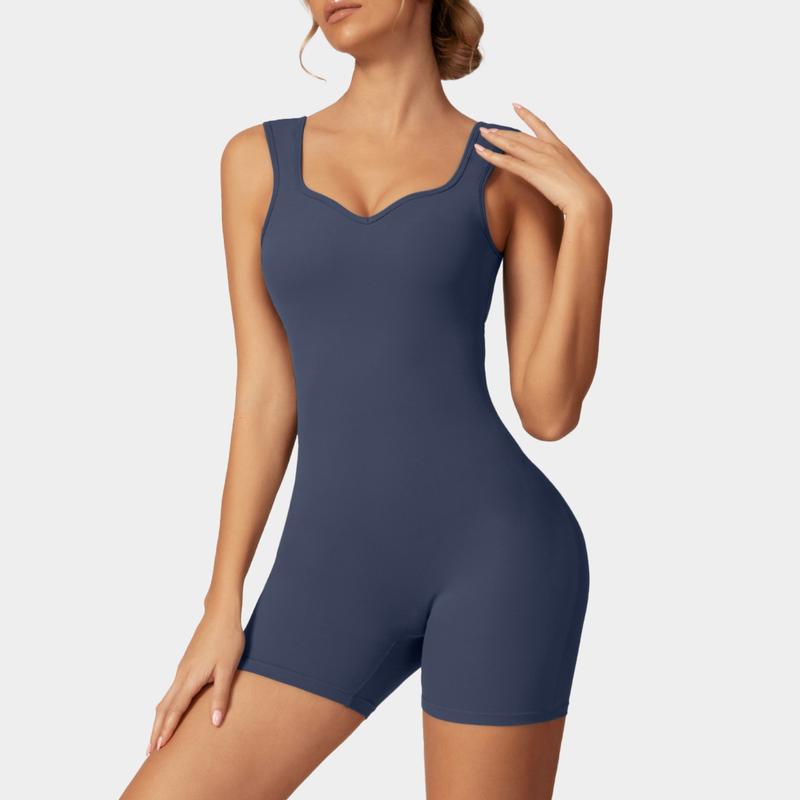 OEAK Sweetheart Collar Sleeveless Jumpsuit Women Overalls Workout Sexy V Waist Scrunch Control Bodycon Scrunch Butt Yoga Romper