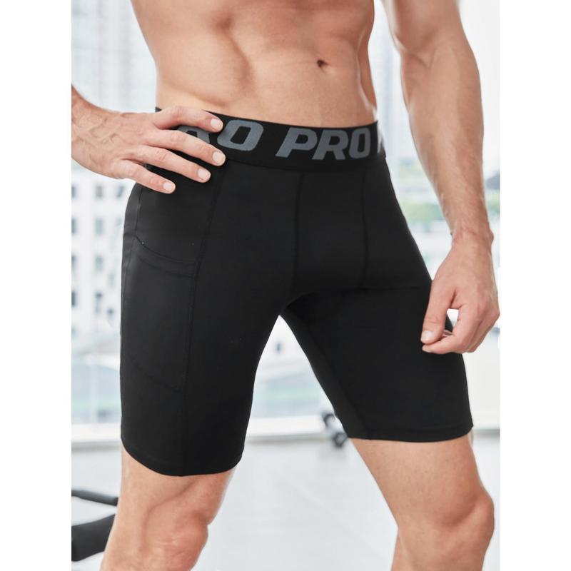 Manfinity Fitness Men Letter Tape Sports Tights Legging Shorts