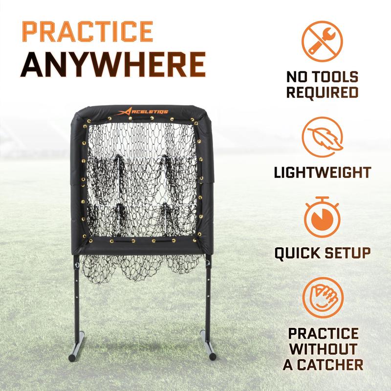 Pitching Net with Strike Zone | Baseball Pitching Trainer | Pitching Aid Net Softball with Strike Zone | Adjustable Height and Portable | Beisbol [Pitching Rubber and Home Base Included]