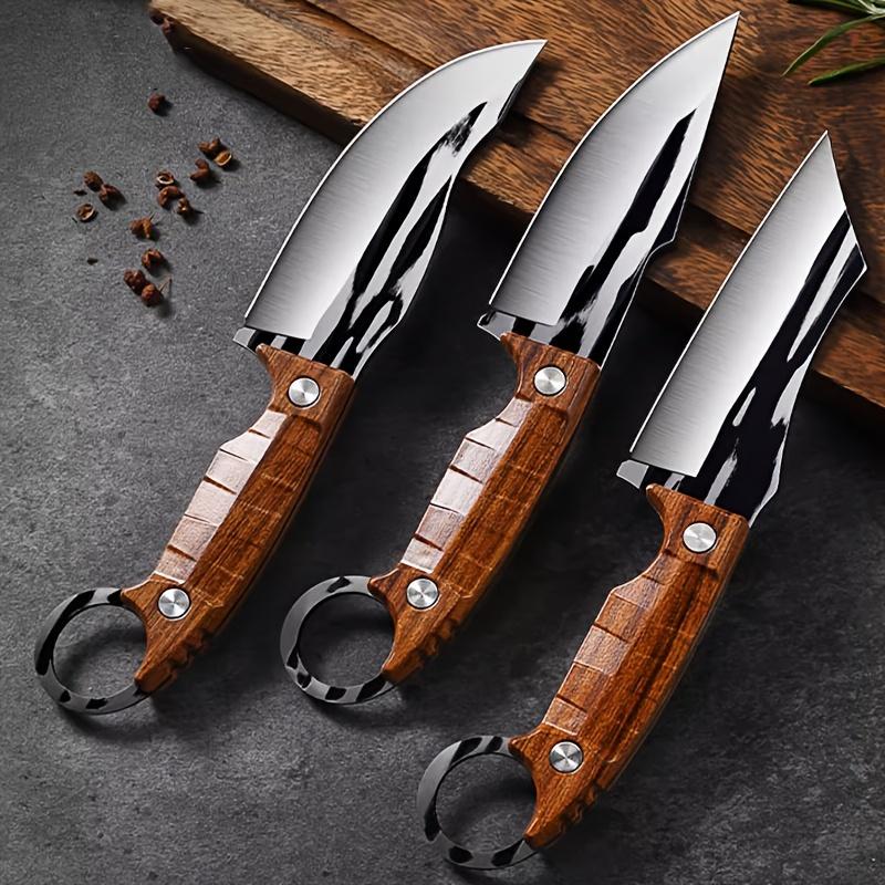 3-Piece Multipurpose Knife Set - Outdoor Bone Removal Knife, Stainless Steel Sharp Meat Cutting Knife, and Portable Fruit Knife for Camping Adventures