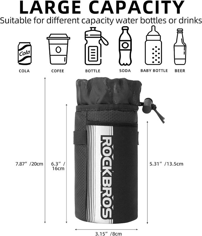 ROCKBROS Bike Water Bottle Holder Bag Bike Bag Handlebar Stem Bag Bicycle Cup Drink Holder Insulated Stem Bag Food Snack Bike Accessories Storage Pouch Bag for Mountain Road Bike