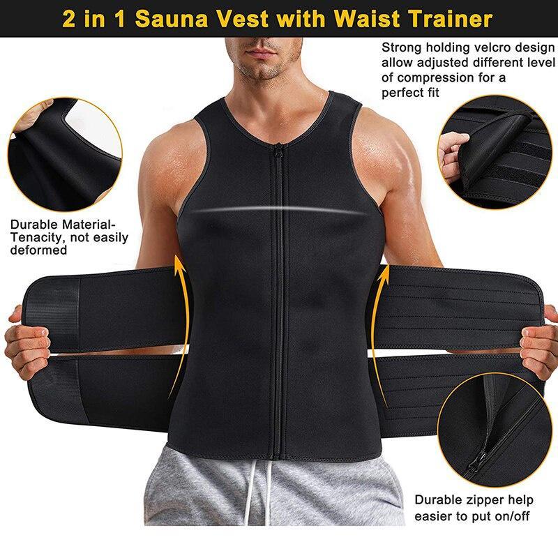 Waist Trainer for Men Sweat Belt Tummy Control Body Shaper Workout Tops