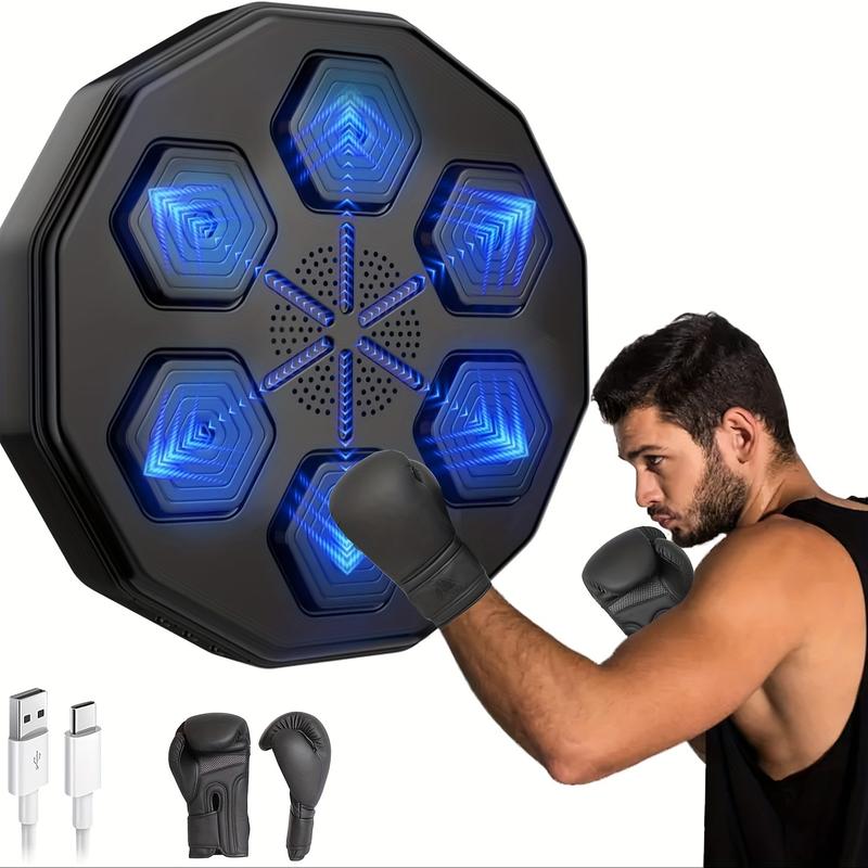 Smart Music Boxing Machine with Gloves, Wall-Mounted Electronic Boxing Mat, Suitable for Adults, Rhythm Synchronization Technology, Family Fitness Training Aid, Indoor Fitness Boxing Equipment