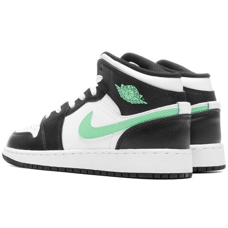 Jordan 1 Mid White Green Glow-Black (DQ8423 103)