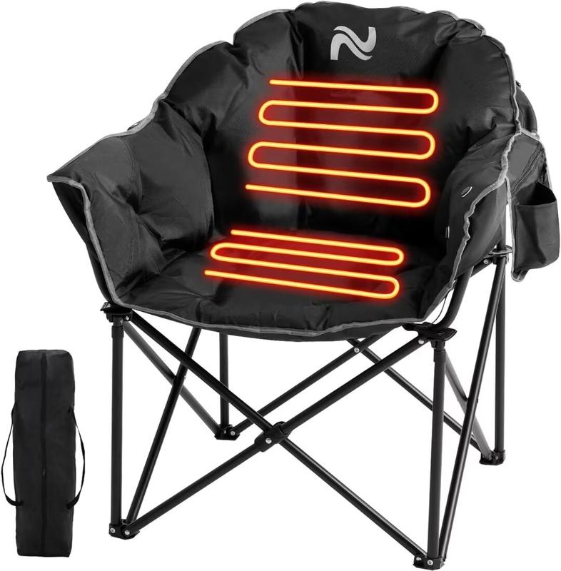 [The Best Item] Docred Heated Camping Chair w Lumbar Support,Adults Padded Portable Camping Chair Outdoor Heated Chair, Carry Bag, Black