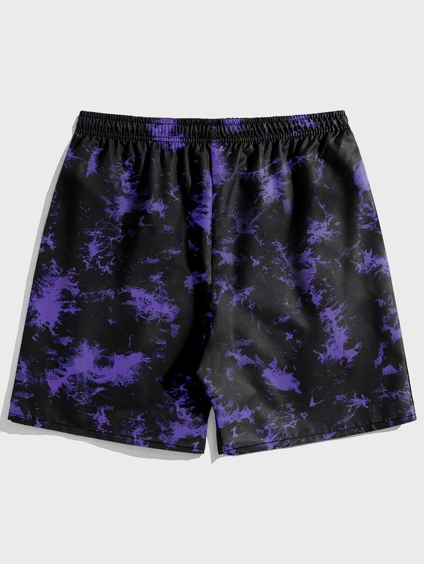 Graphic Print Workout Track Shorts Drawstring Waist Summer Shorts with Pockets