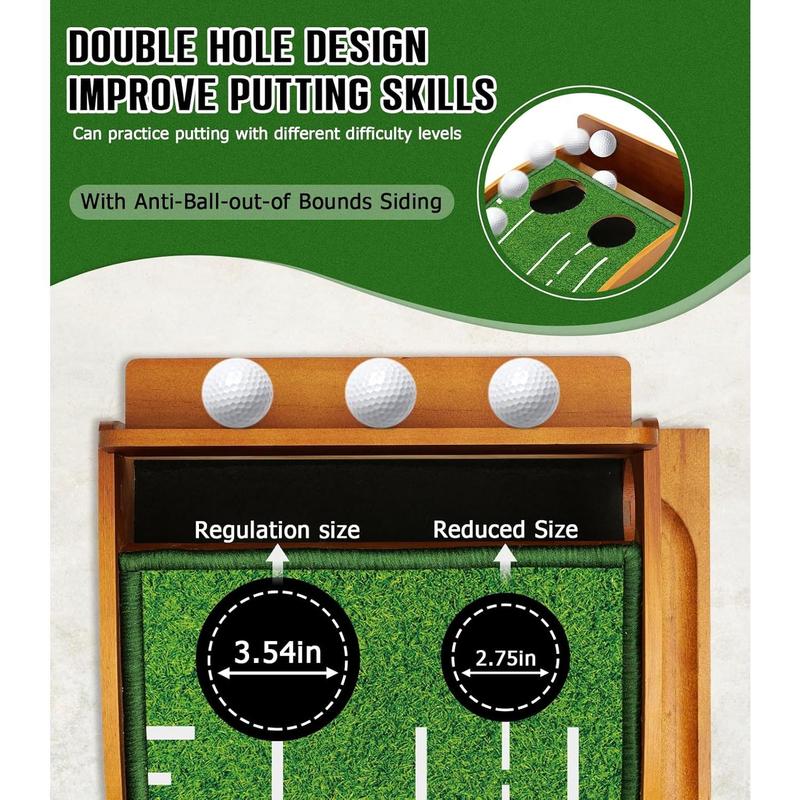 Indoor Outdoor Golf Putting Mat with Durable Wooden Base & Automatic Ball Return, Luxurious Velvet Surface with Lay-Flat Technology - Perfect for Home or Office Practice.