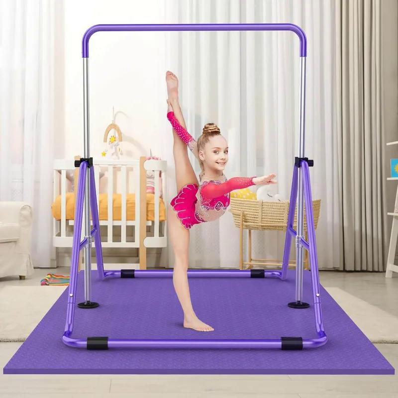 Gymnastic Bars for Kids with Adjustable Height, Folding Gymnastic Training Kip Bar, Junior Expandable Horizontal Monkey Bar