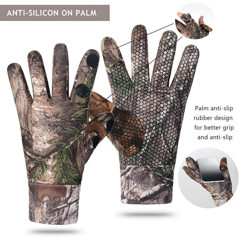 EAmber Camouflage Hunting Gloves Full Finger Fingerless Gloves Pro Anti-Slip Camo Glove Archery Accessories Hunting Outdoors