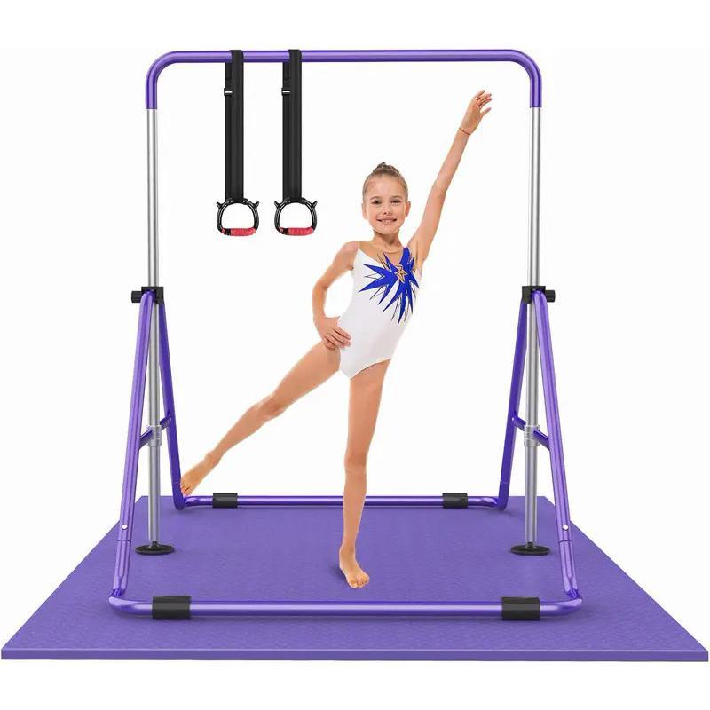 Gymnastic Bars for Kids with Adjustable Height, Folding Gymnastic Training Kip Bar, Junior Expandable Horizontal Monkey Bar